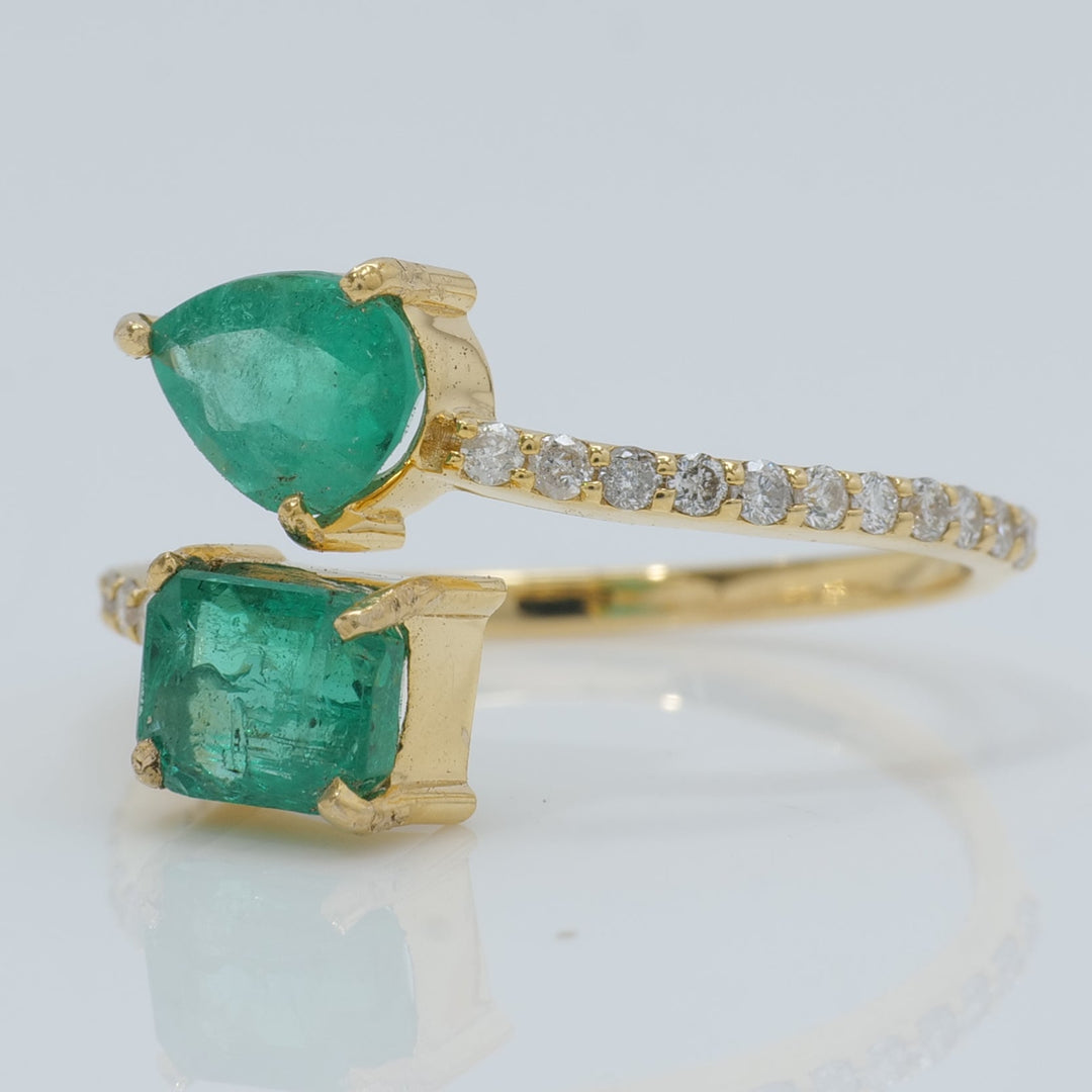 Bypass Emerald Diamond Ring
