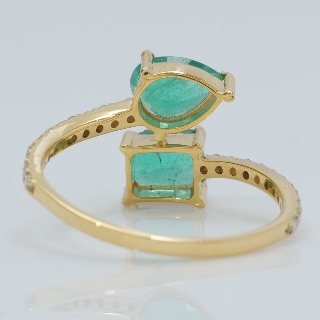Bypass Emerald Diamond Ring
