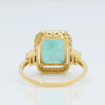 Load image into Gallery viewer, Green Emerald Cut Halo Diamond Ring
