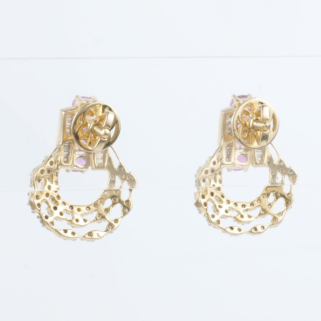 Pink Sapphire Diamond Studs Earrings