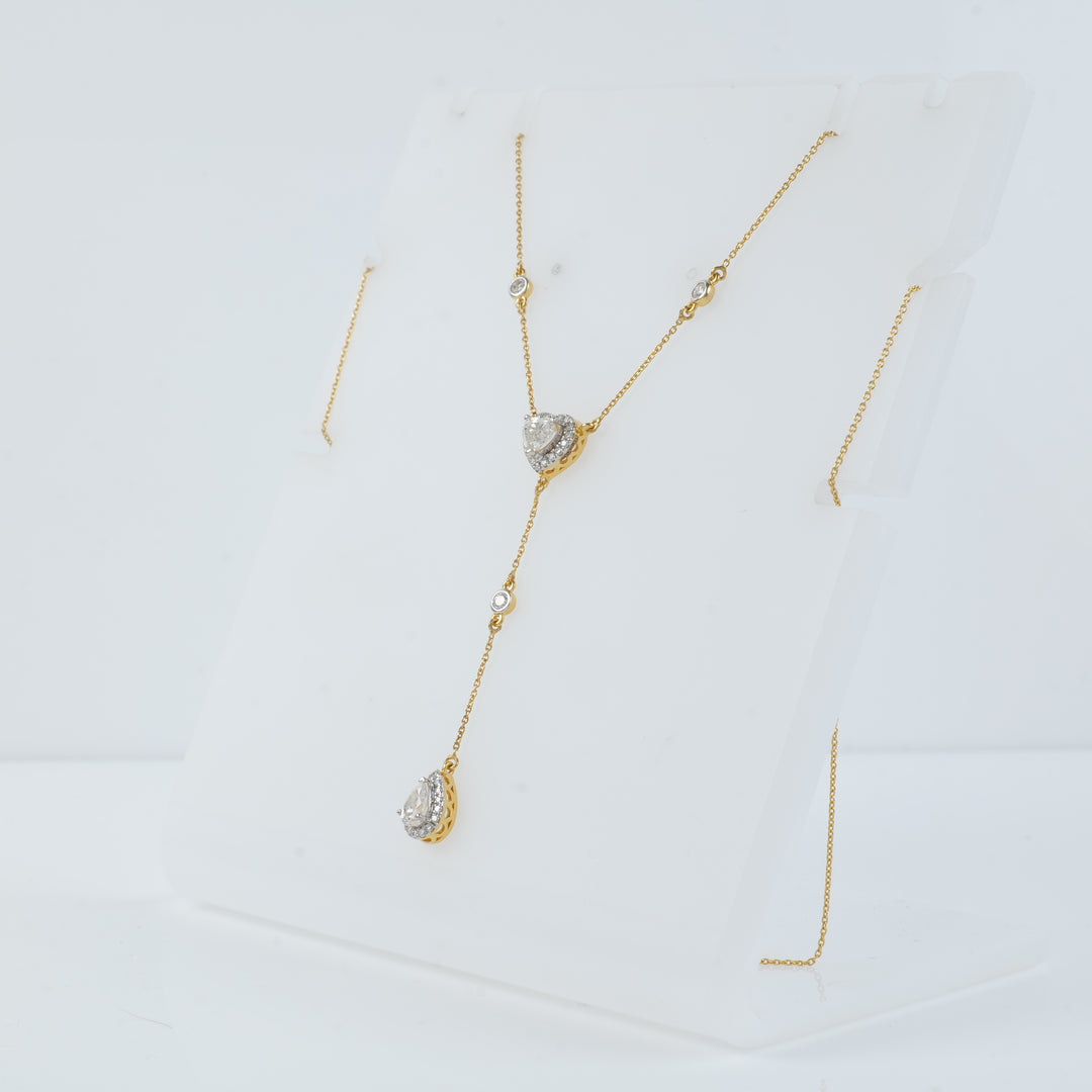 Heart Pear Diamond Drop Lariat Necklace