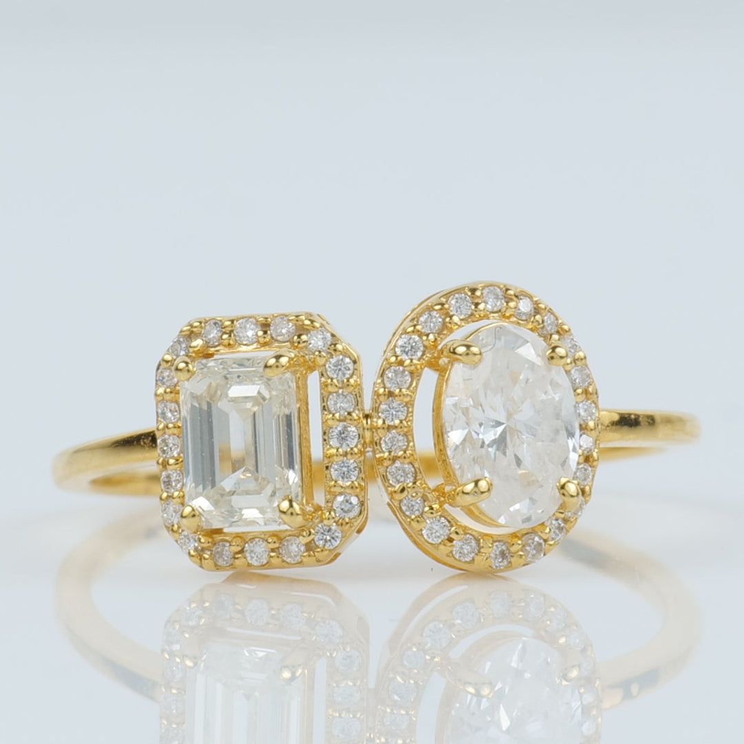 Dual Oval Halo Diamond Ring