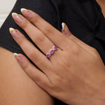 Load image into Gallery viewer, Three Stone Pink Sapphire Diamond Ring
