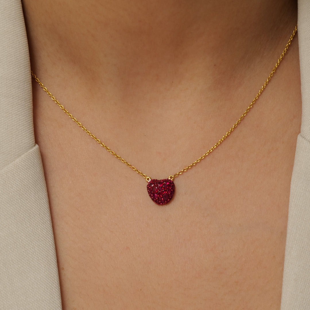 Fruit Ruby Natural Diamond Pendant Necklace