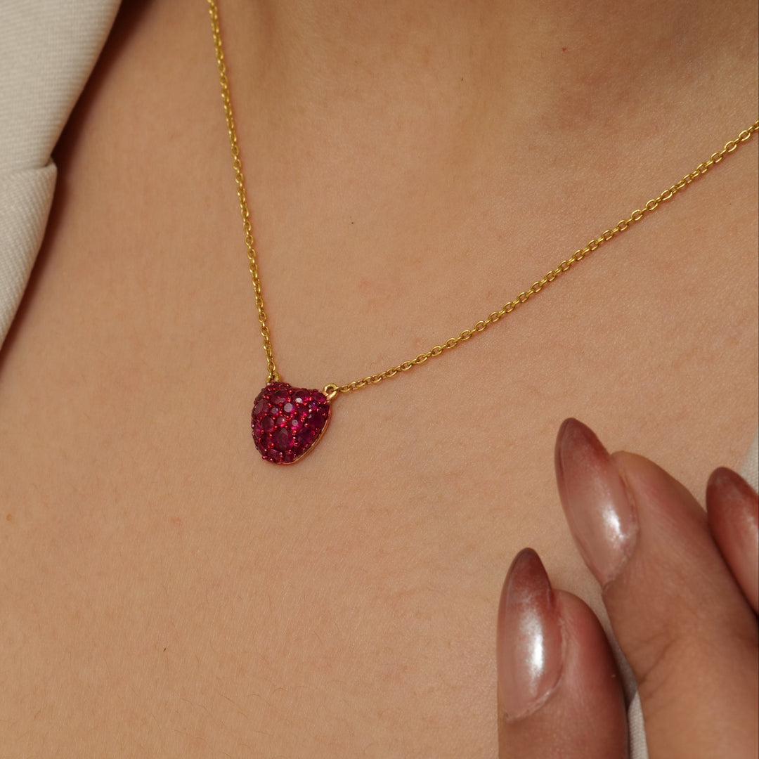 Fruit Ruby Natural Diamond Pendant Necklace