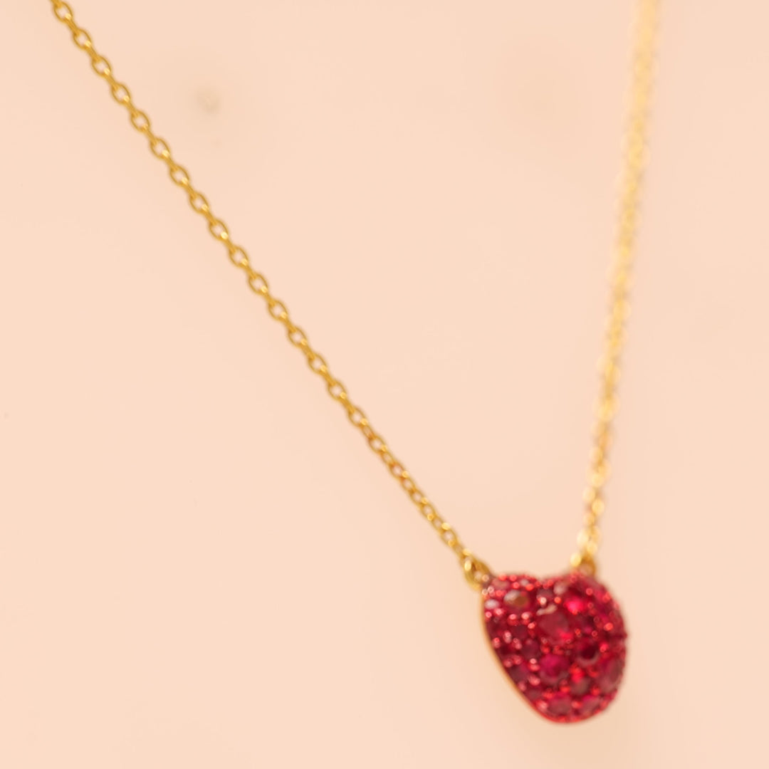 Fruit Ruby Natural Diamond Pendant Necklace