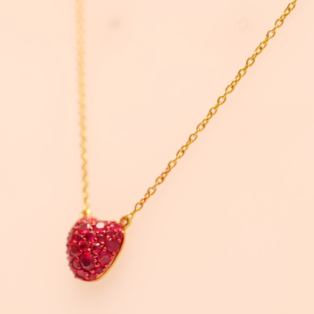 Fruit Ruby Natural Diamond Pendant Necklace