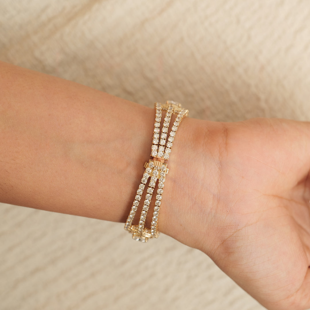 Multi Shape Diamond Double Halo Bracelet