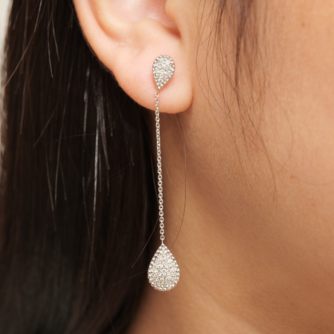 Teardrop Chain Diamond Earrings
