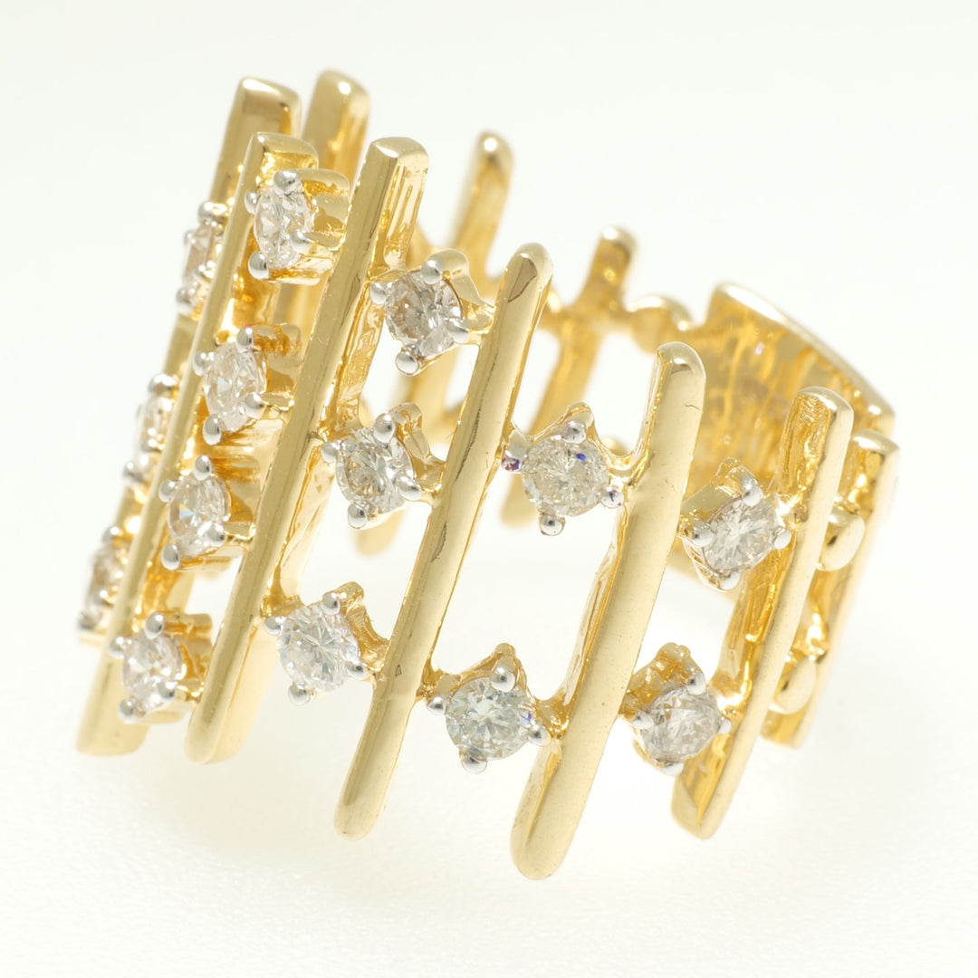 Geometric Diamond Wide Band Ring
