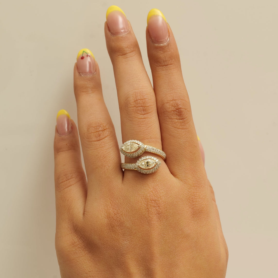 Marquise Diamond Bypass Ring