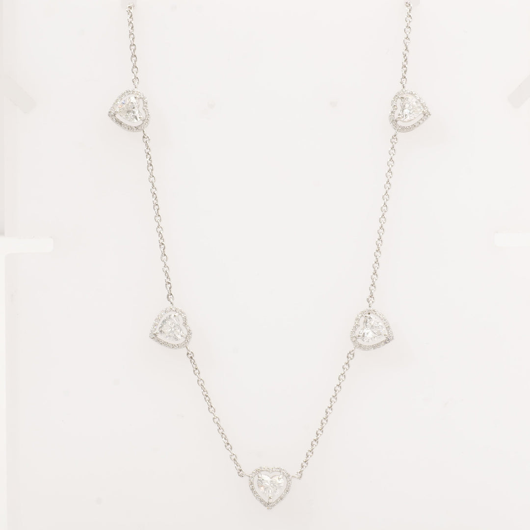 Halo Heart Diamond Station Necklace