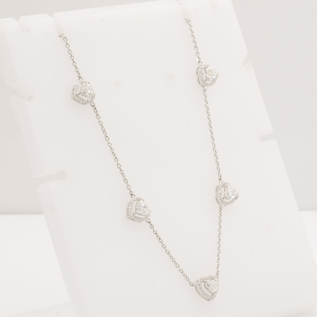 Halo Heart Diamond Station Necklace