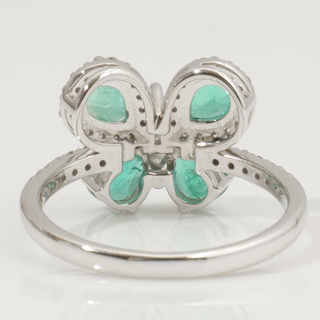 Butterfly Emerald Diamond Ring
