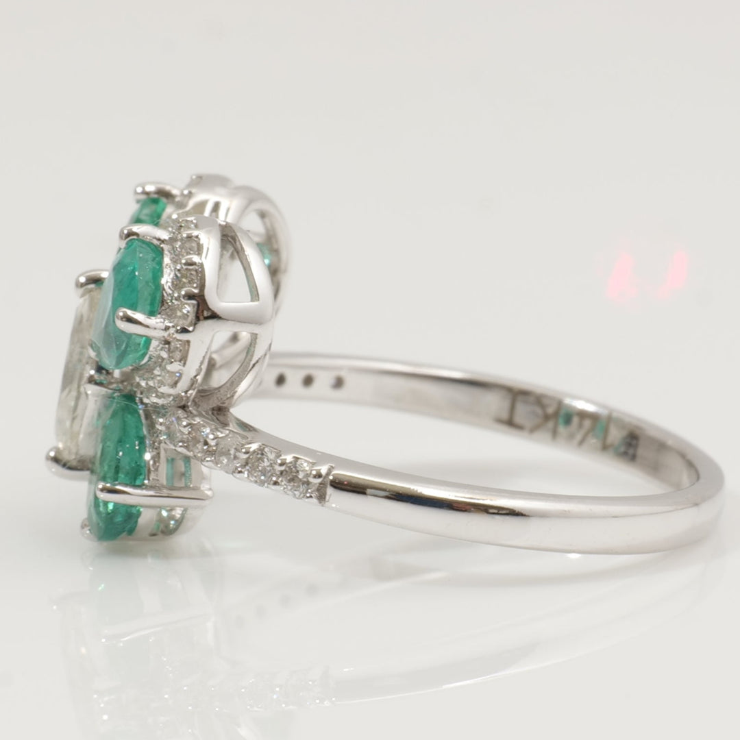 Butterfly Emerald Diamond Ring