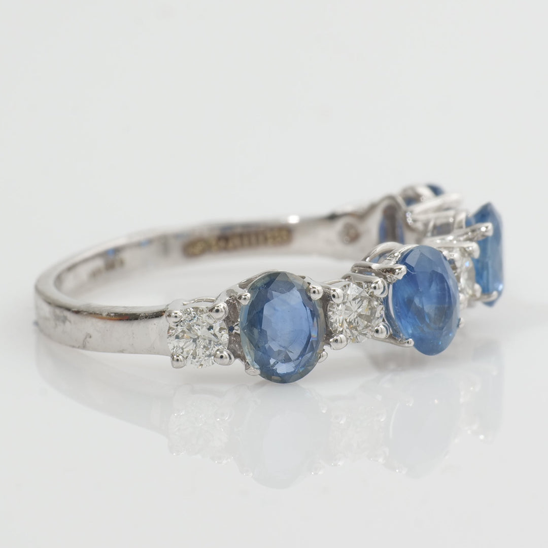 Blue Sapphire Diamond Eternity Band Ring