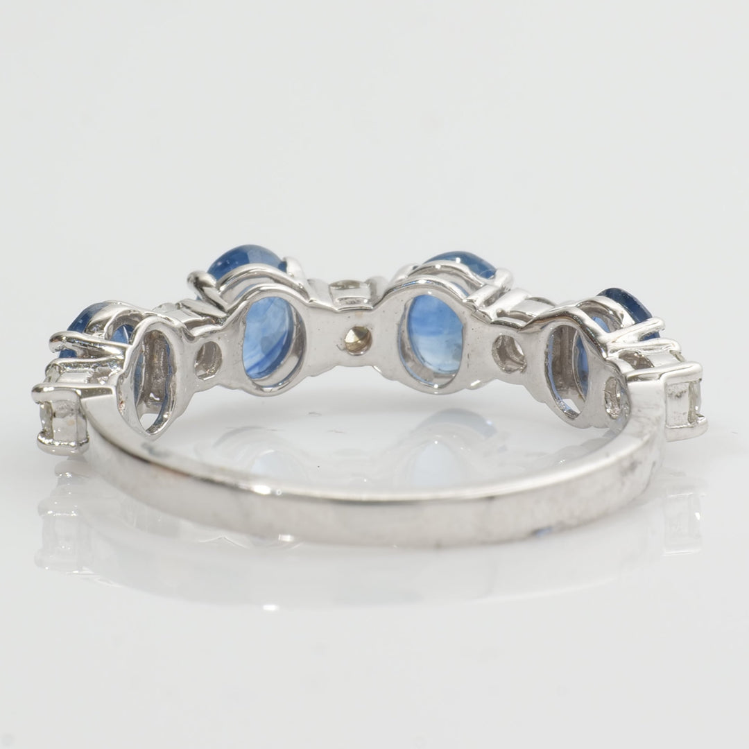 Blue Sapphire Diamond Eternity Band Ring