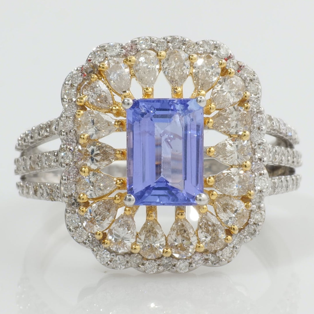 Emerald Cut Tanzanite Diamond Ring