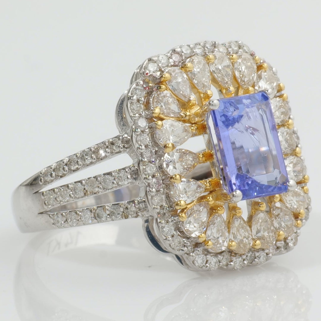 Emerald Cut Tanzanite Diamond Ring