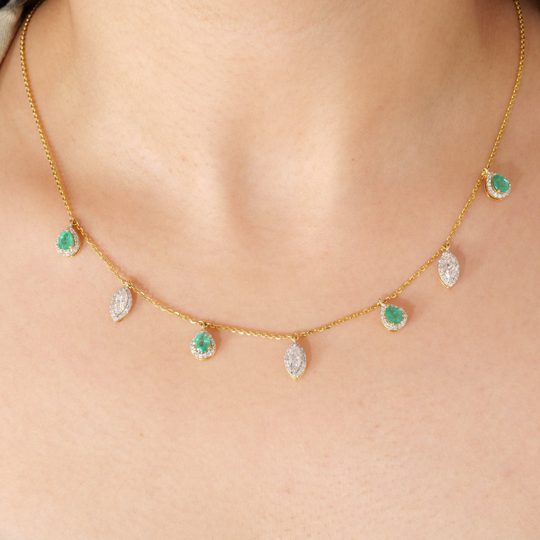 Emerald Diamond Drop Necklace