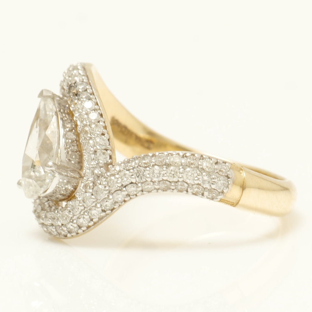Pear Diamond Halo Statement Ring