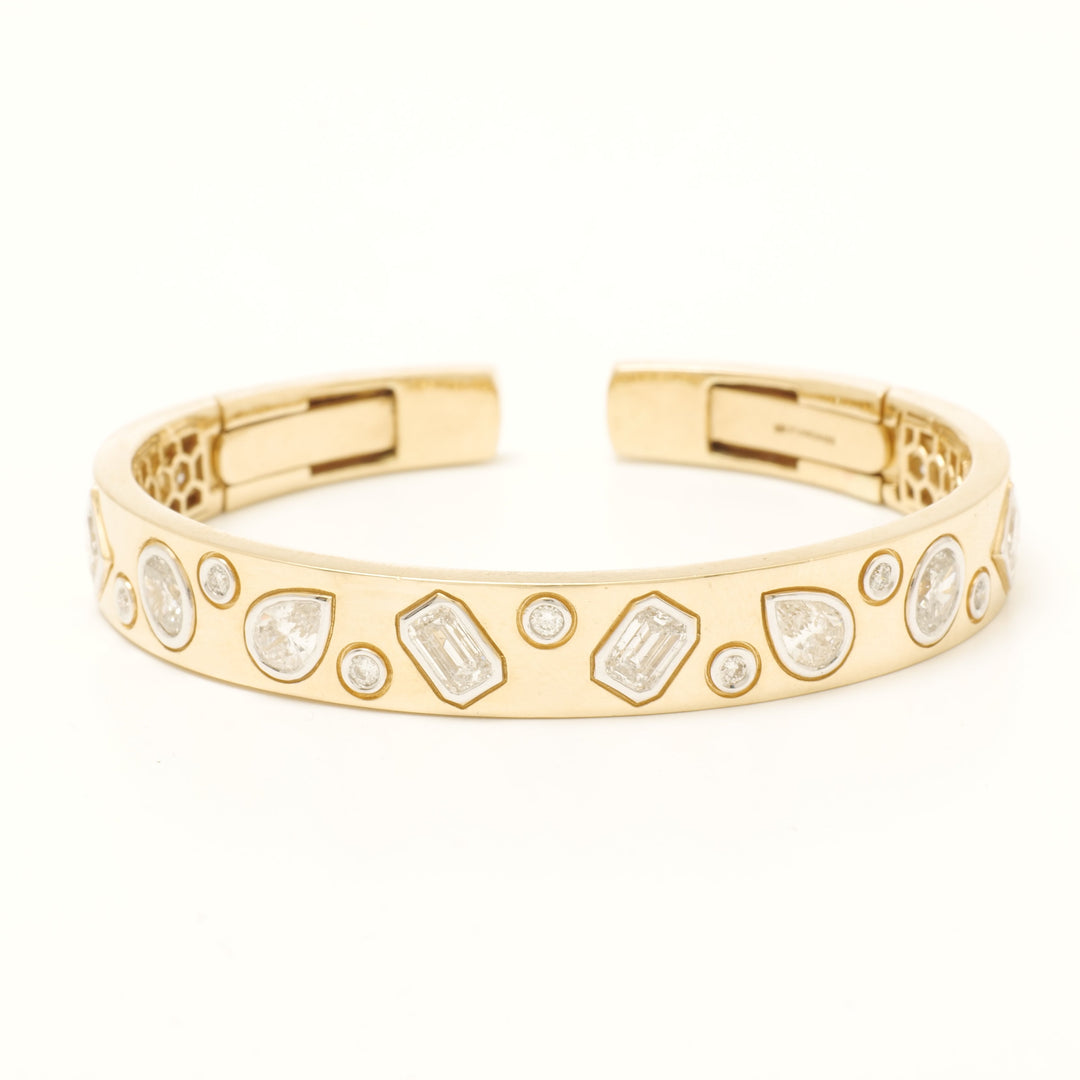 Geometric Fancy Diamond Cuff Bracelet