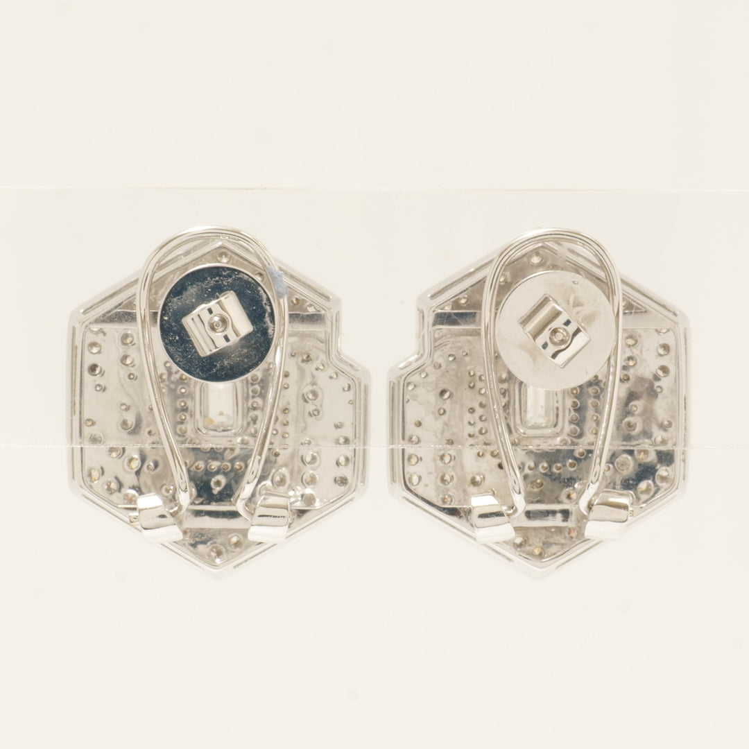 Hexagon Diamond Enamel Stud Earrings