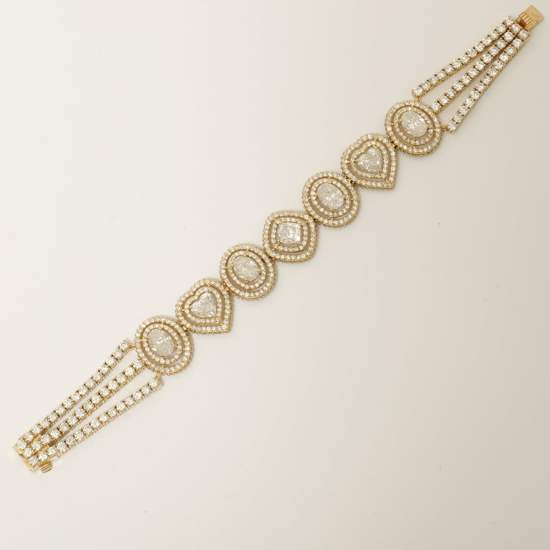 Multi Shape Diamond Double Halo Bracelet