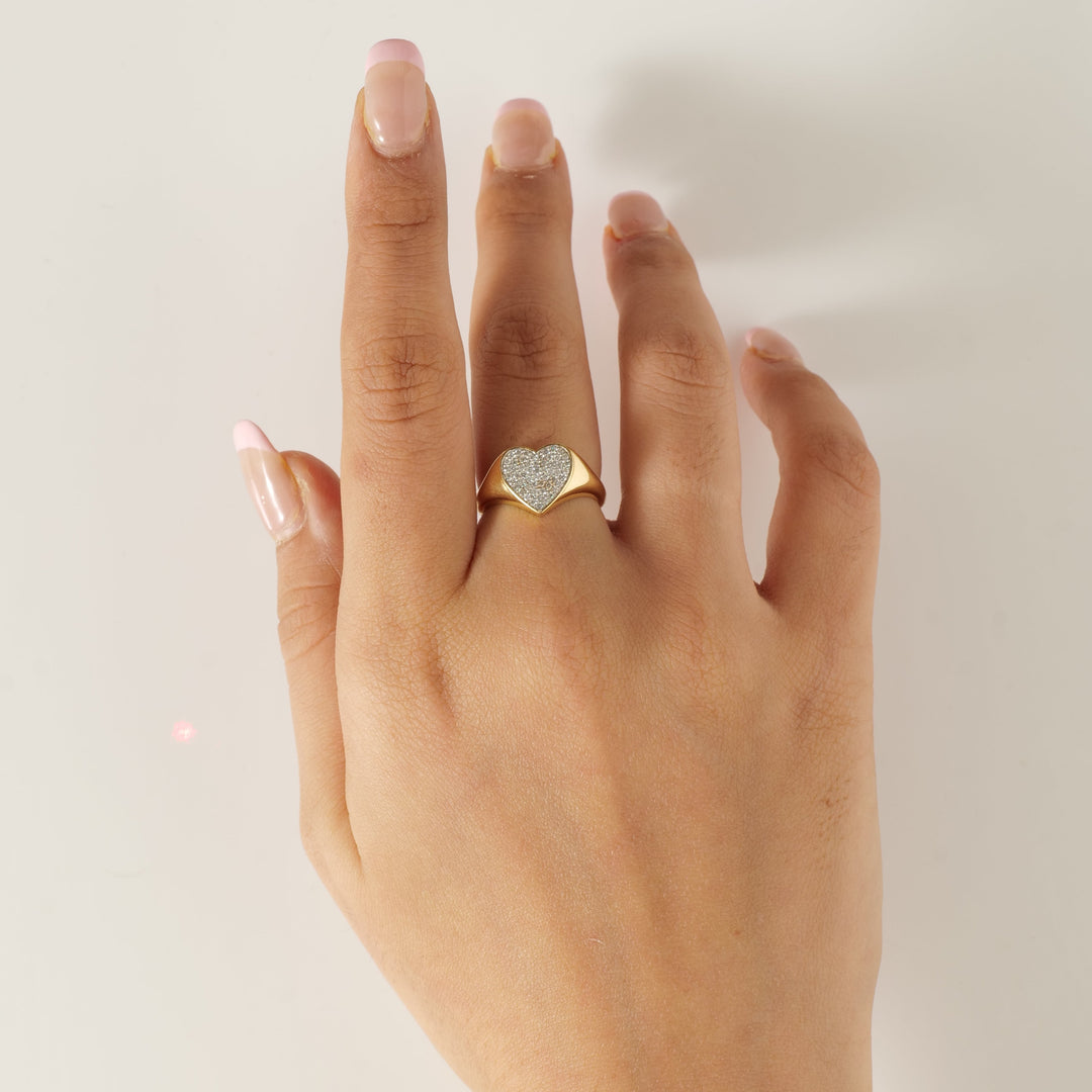 Heart Signet Diamond Ring