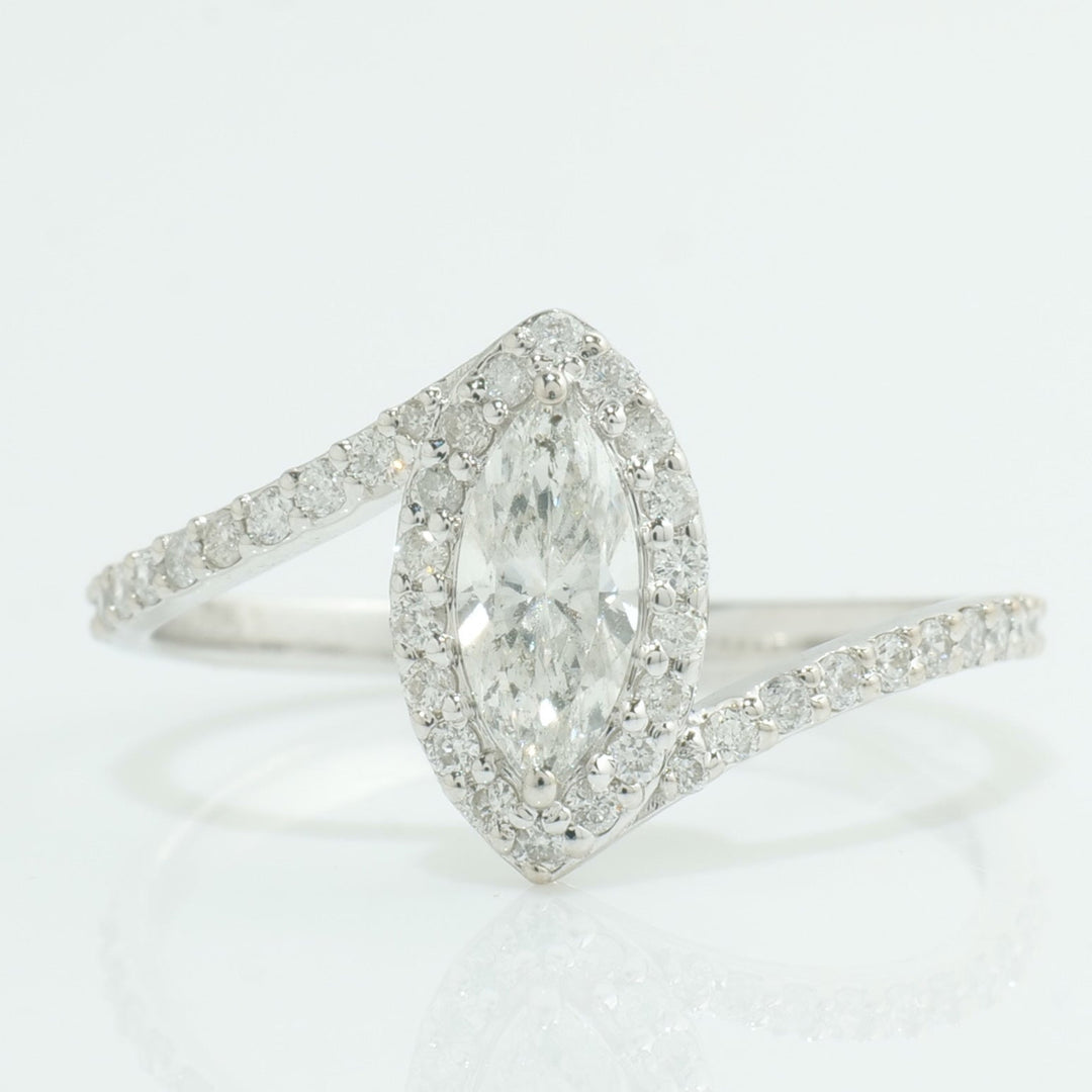 Marquise Halo Diamond Bypass Ring