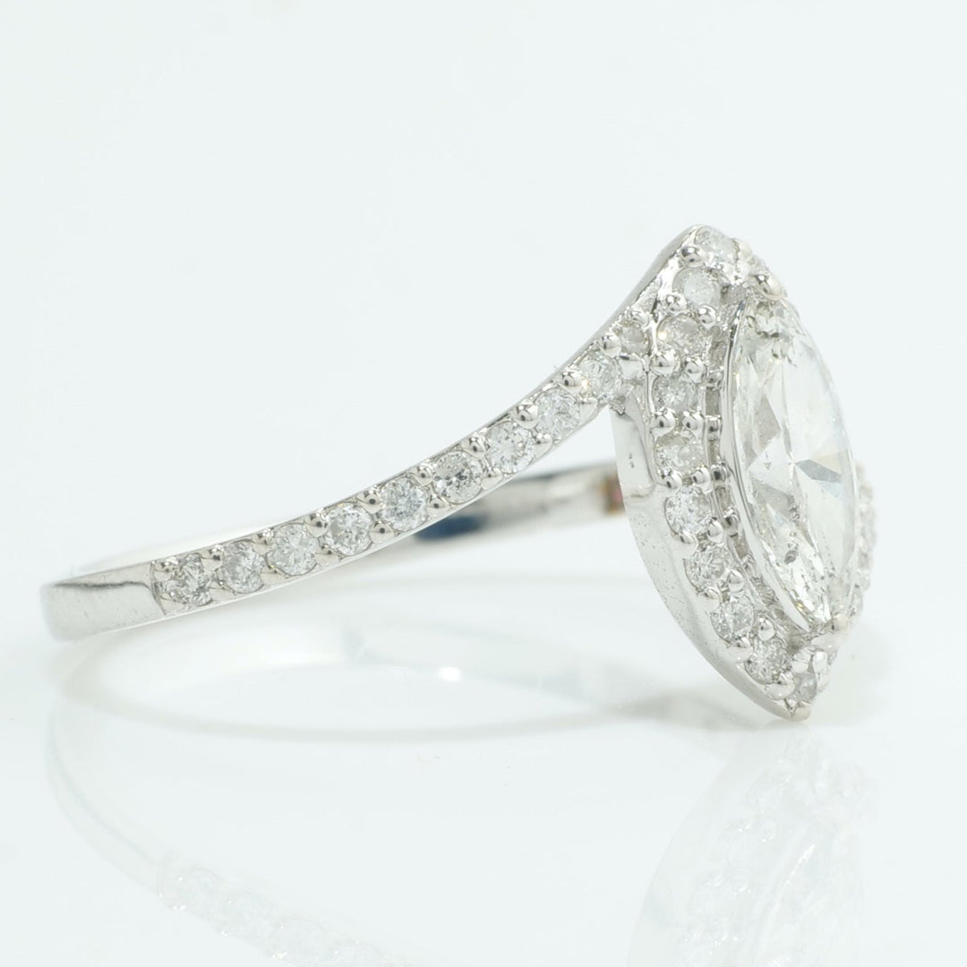 Marquise Halo Diamond Bypass Ring