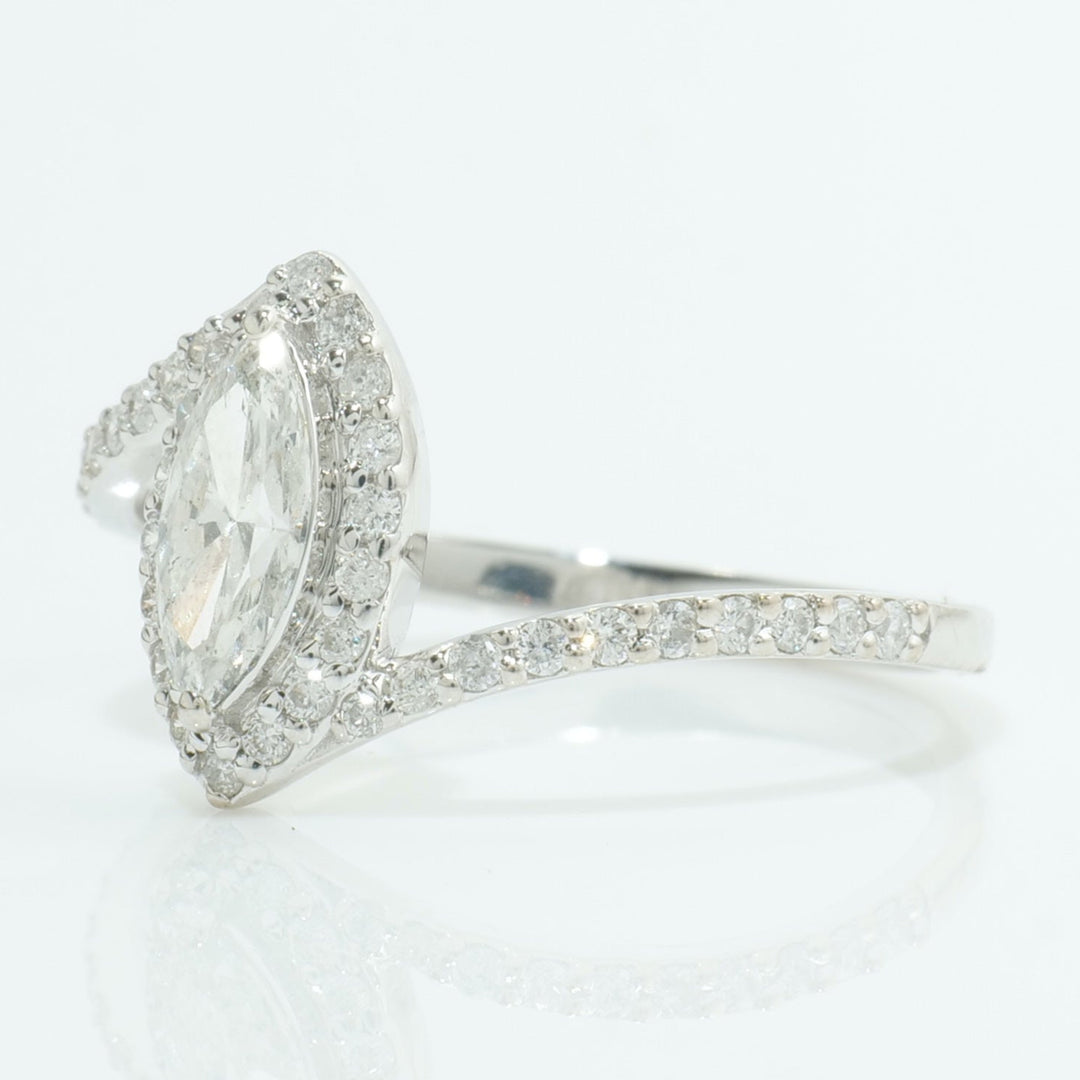 Marquise Halo Diamond Bypass Ring