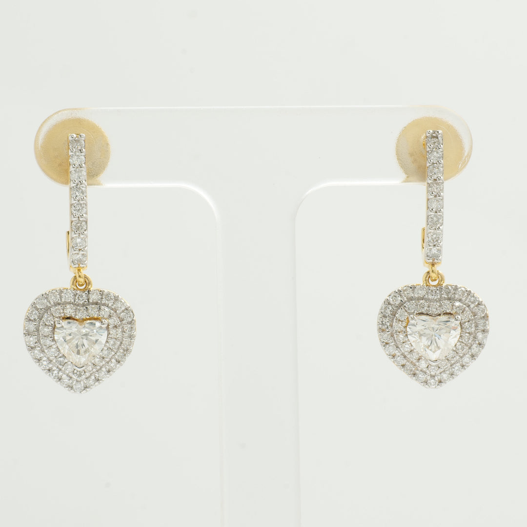 Heart Halo Diamond Drop Earrings