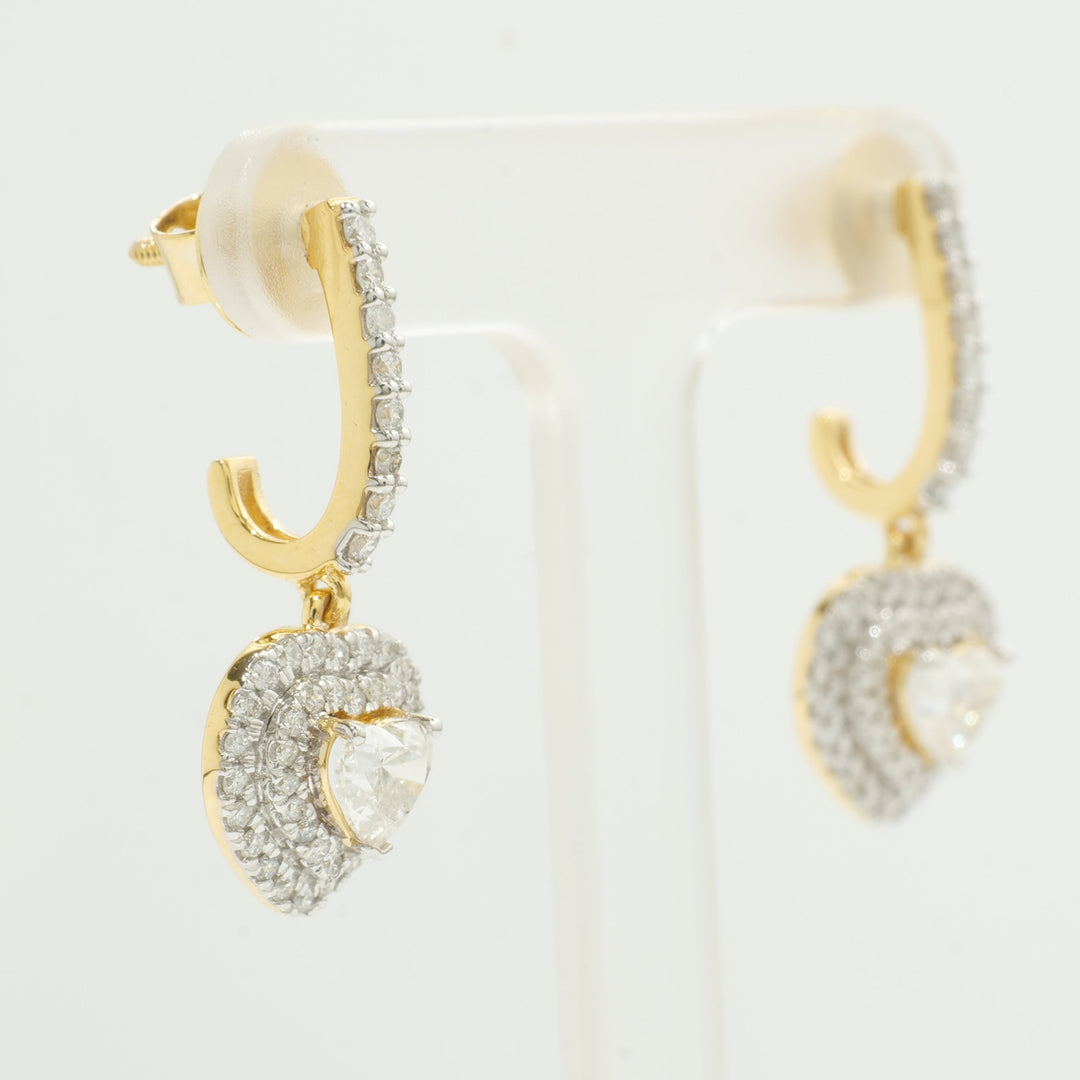 Heart Halo Diamond Drop Earrings