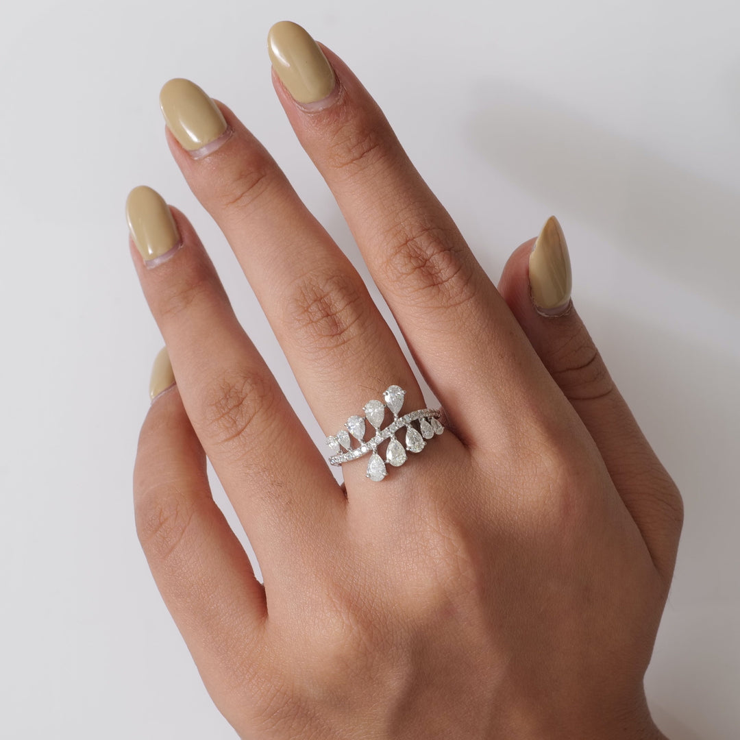 Cluster Pear Diamond Ring