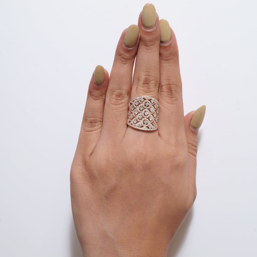 Diamond Wide Band Filigree Ring