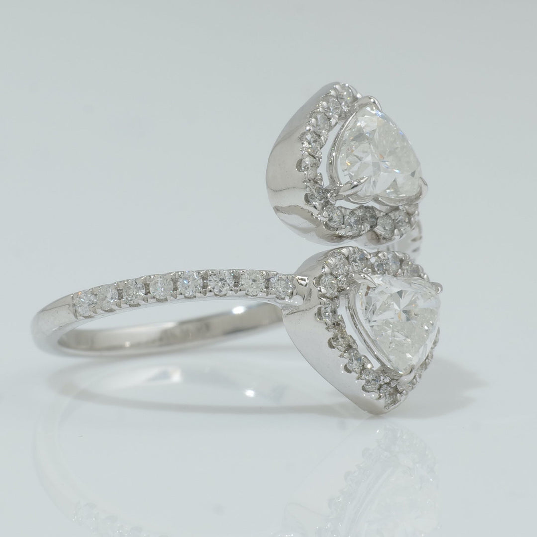 Double Heart Diamond Bypass Ring