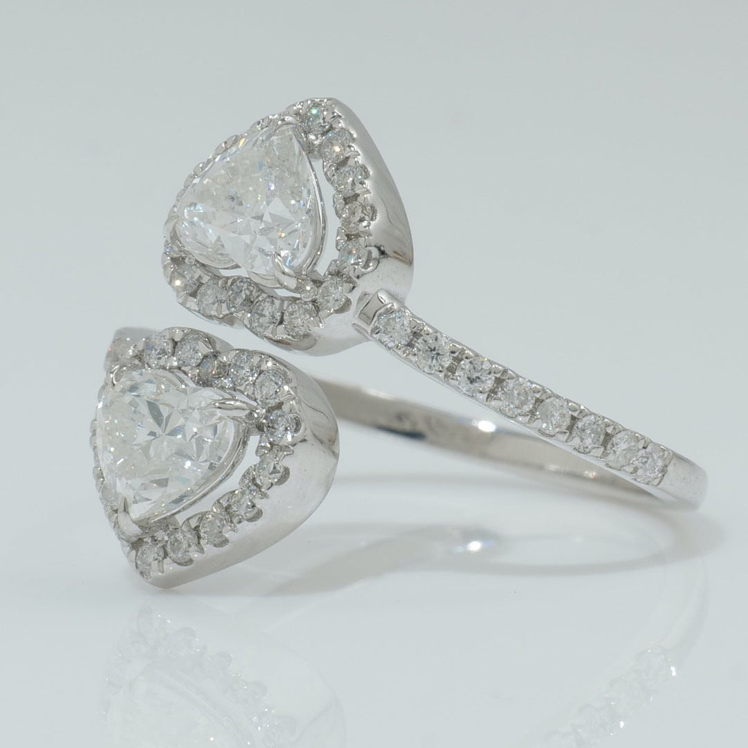 Double Heart Diamond Bypass Ring