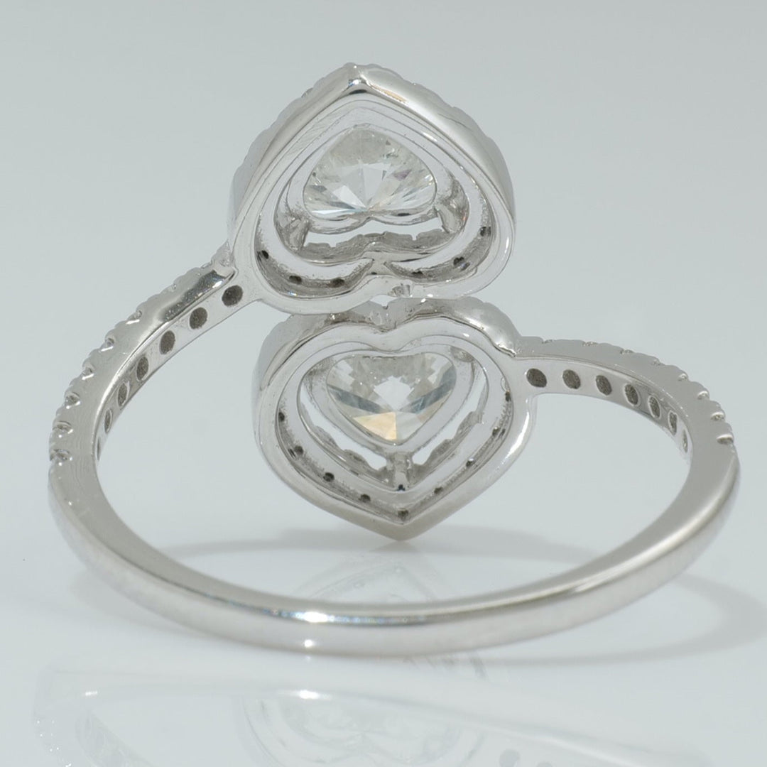 Double Heart Diamond Bypass Ring
