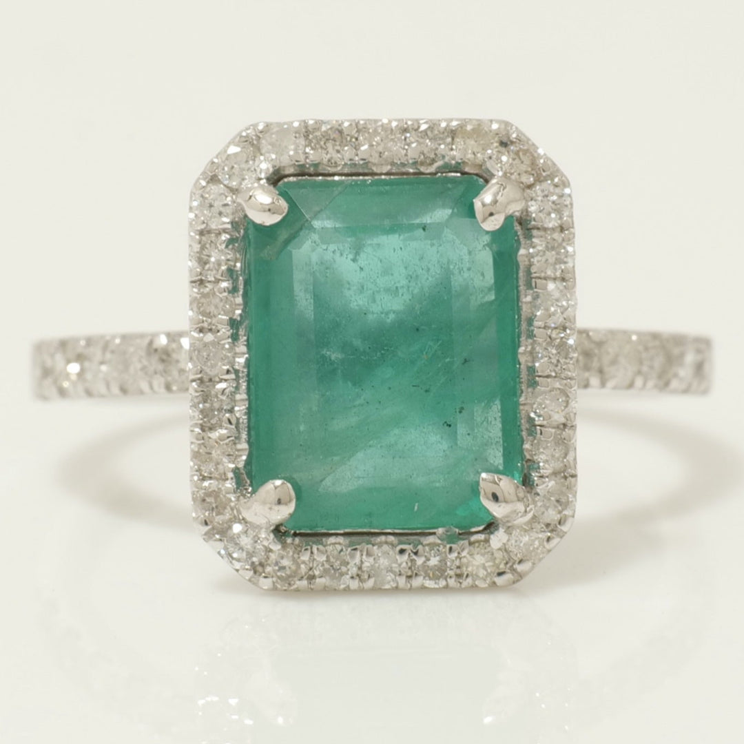 Emerald Halo Diamond Ring