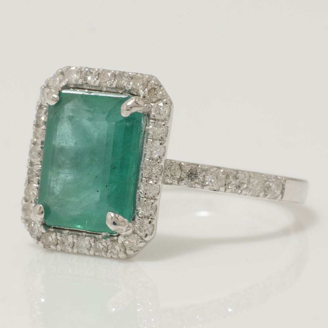 Emerald Halo Diamond Ring