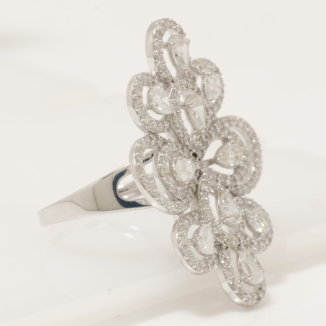 Pear Cluster Diamond Cocktail Ring