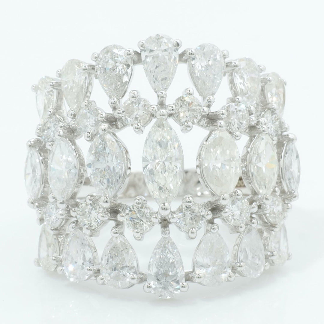 Wide Marquise Pear Diamond Ring