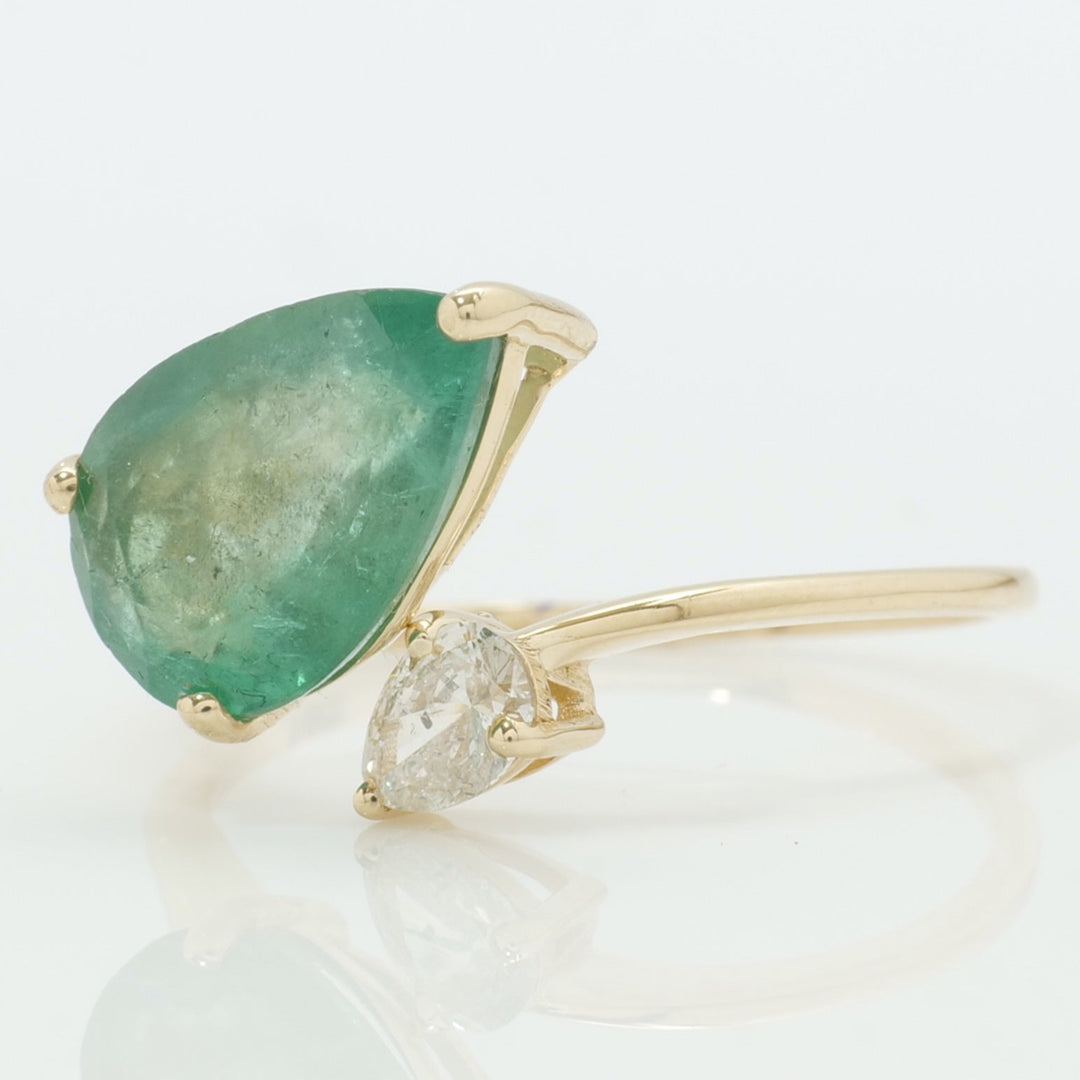 Emerald Diamond Bypass Ring