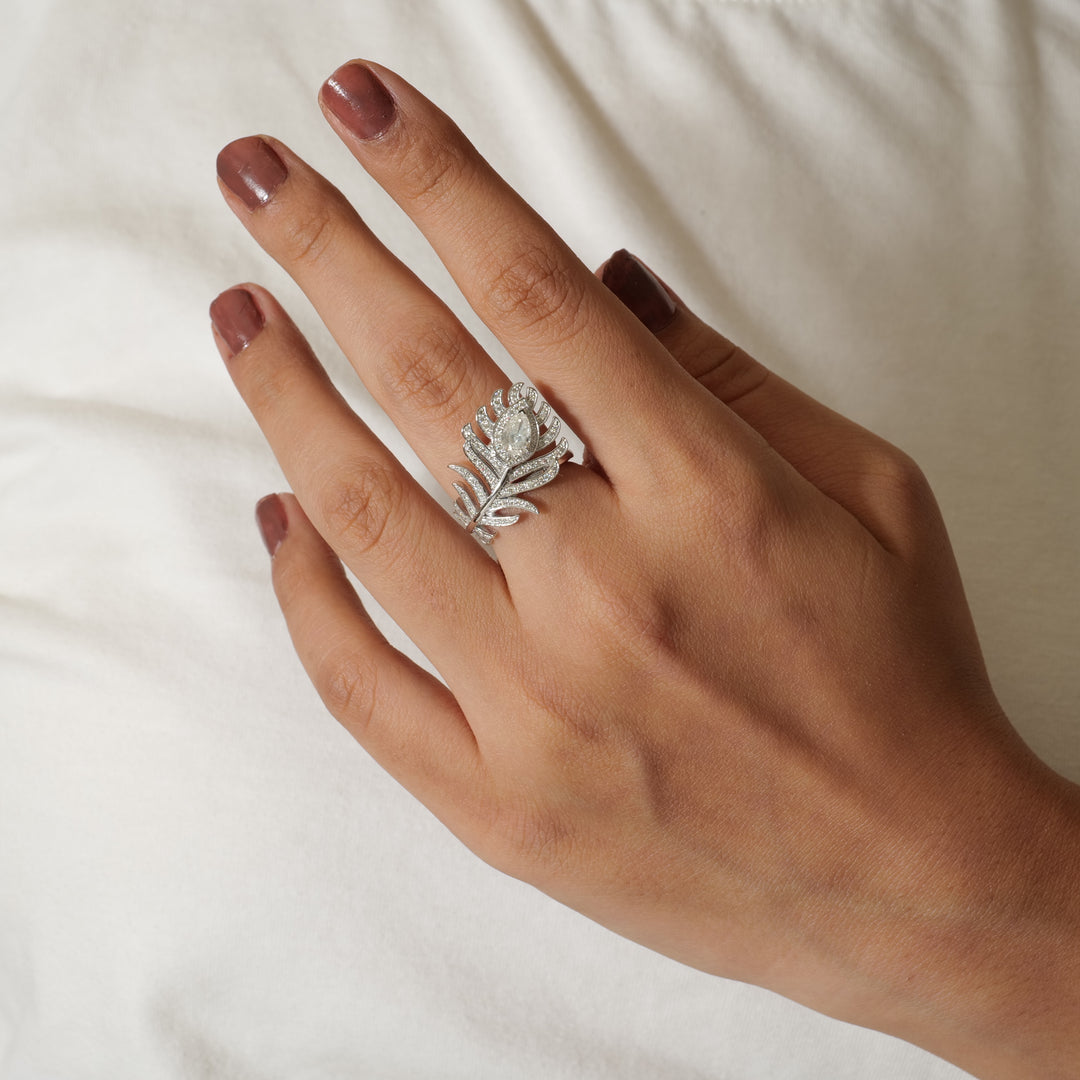 Peacock Feather Diamond Ring