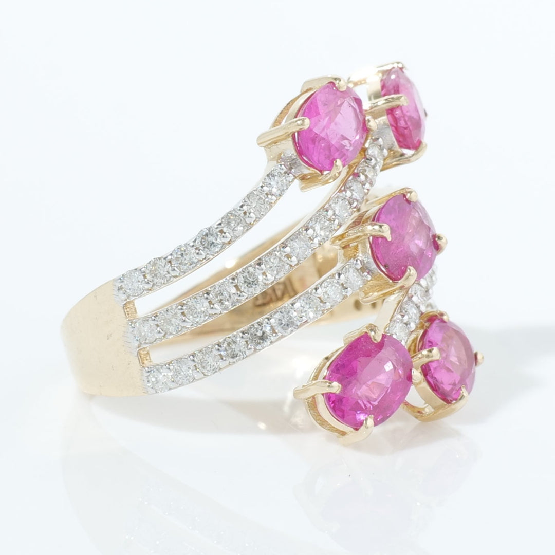 Five Stone Pink Sapphire Diamond Ring