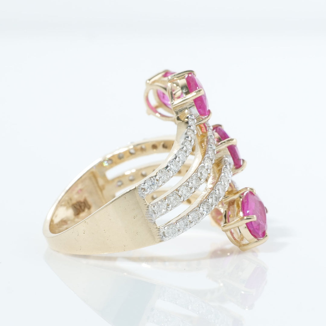 Five Stone Pink Sapphire Diamond Ring
