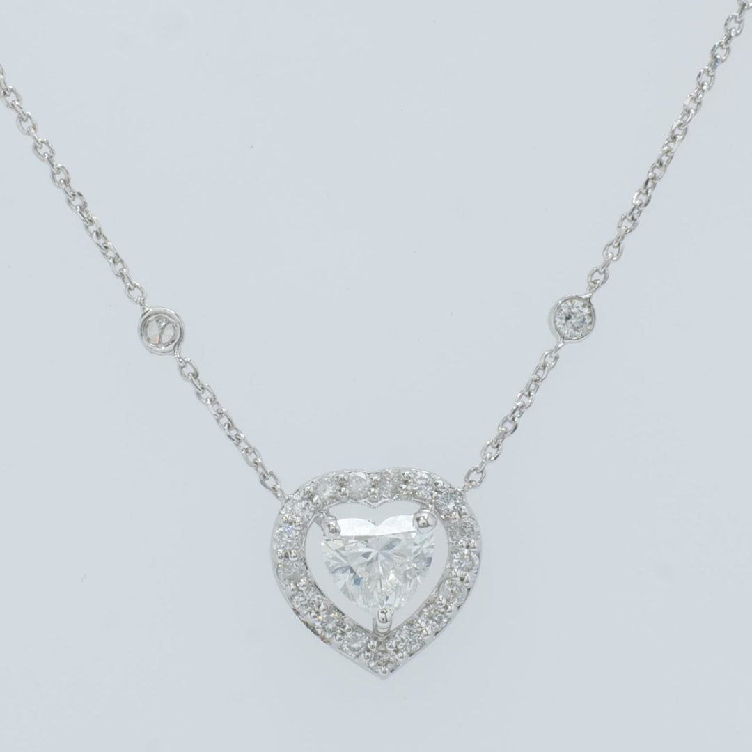 Heart Diamond Halo Necklace