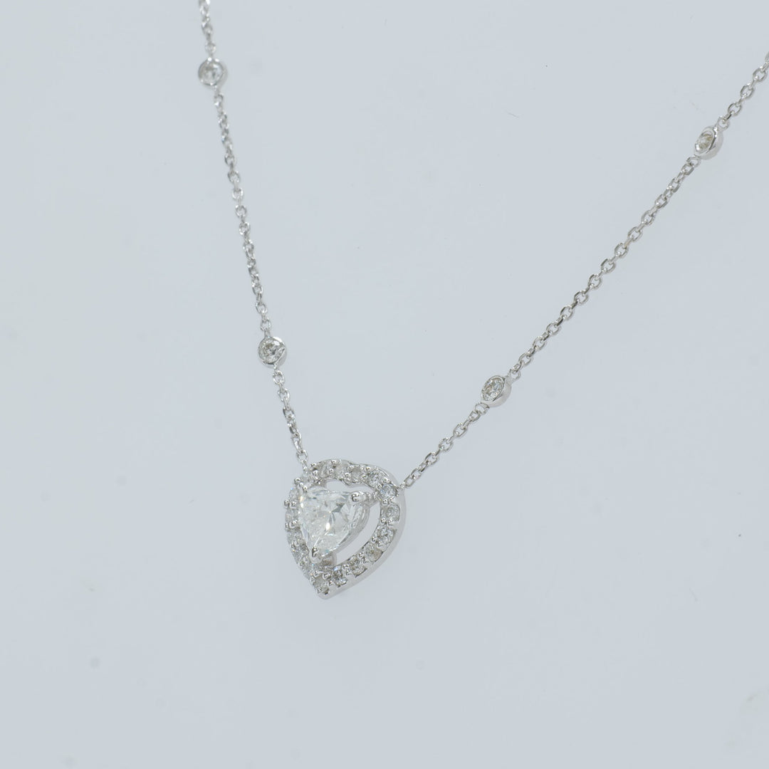 Heart Diamond Halo Necklace