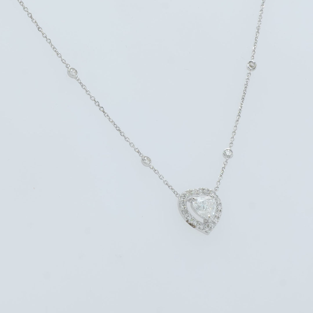 Heart Diamond Halo Necklace